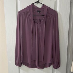 Ann Taylor Purple Blouse with Scarf Accent